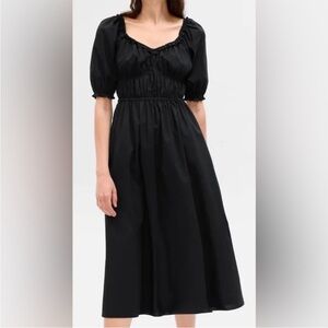 SOLDOUT Gap puff sleeve midi dress, DOEN look-a-like, black size XL